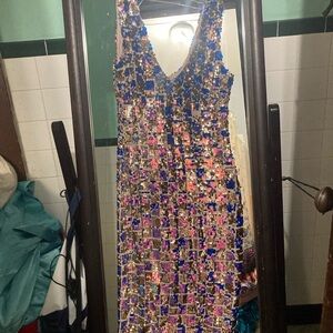 Sequin dress new no tags size 8 blue & gold women
